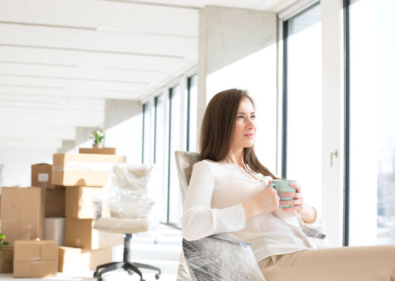 woman packing office