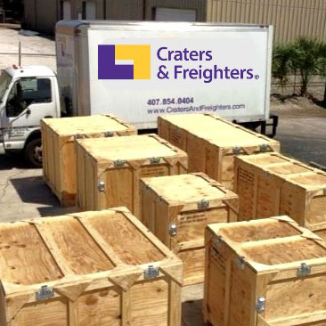 wood crates and delivery truck